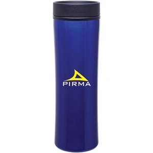 Cyrus - Blue - 16 Oz Stainless Steel Foam Insulated Tumbler With Plastic Liner, Push-on Swivel Lid