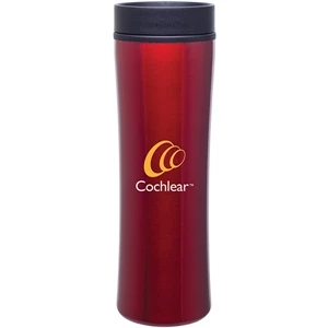Cyrus - Red - 16 Oz Stainless Steel Foam Insulated Tumbler With Plastic Liner, Push-on Swivel Lid