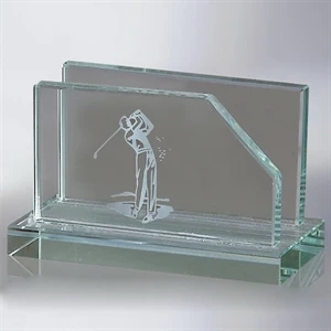 Volant - A Glass Business Card Holder With A Rectangular Back And Base