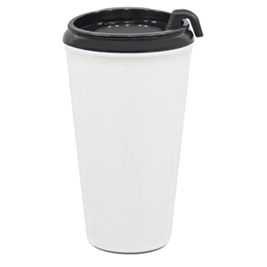 Infinity - White - 16 Oz Tumbler With Thumb Slide, Snap On Lid. Made In The U.s.a