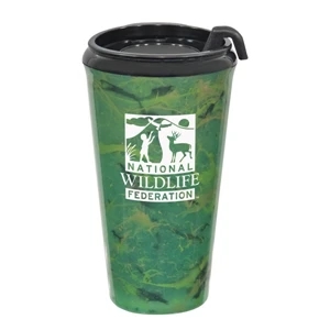 Infinity - Fall - 16 Oz Camo Tumbler With Thumb Slide, Snap On Lid. - 3 Patterns From Which To Choose