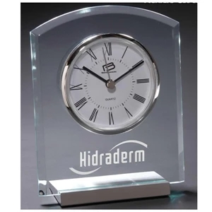 Venus - Clear Rounded Top Desk Clock With Deluxe Quartz Movement And Silver Metal Accents