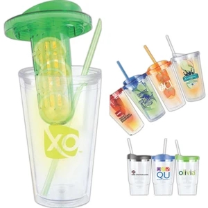 The Infuser - Clear - Double Walled Acrylonitrile Styrene Tumbler, With Detachable Infuser, 16 Oz
