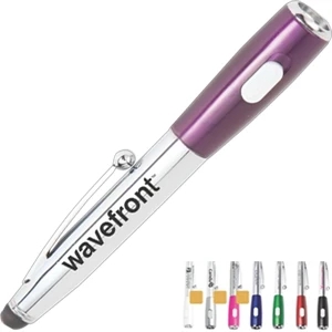 Green - The Combination Stylus, Led Flashlight, Pen, And Stylus All In One. Black Ink