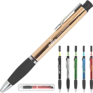 Artist - Green - Aluminum Pen With Color Matching Highlighter, Black Ink