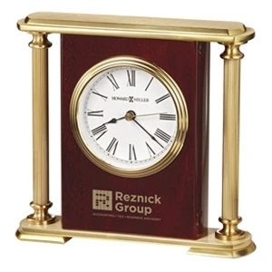 Rosewood Encore Basket - High Gloss Rosewood Finished Clock With Polished Brass Fluted Pillars