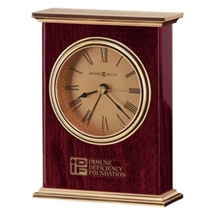 Laurel - Carriage Alarm Clock With Rosewood Finish, Brass Finished Top And Base