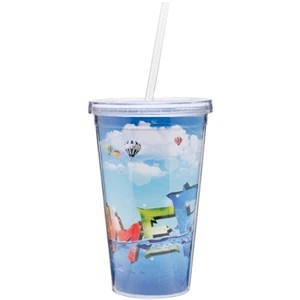 Spirit - 16 Oz Double Wall Acrylic Tumbler With Straw And 4 Color Process Paper Inserts