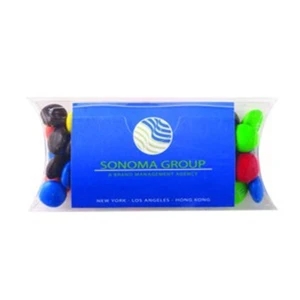 Candy Coated Chocolates In A Pillow Case Shaped Container With Business Card Slot