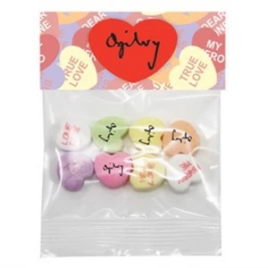 Conversation Hearts In A Header Bag With 4 Custom And 4 Random Preprinted Messages