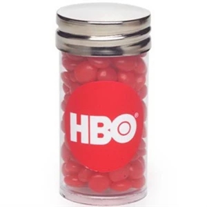 Cinnamon Flavored Hard Candies In A Small 1.4" Dia X 2.75" H Tube With Silver Cap