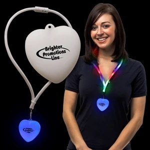 Heart Light Up Glow Led Lanyard Necklaces With 29" Lanyard & 5" Light Up Heart Jewelry