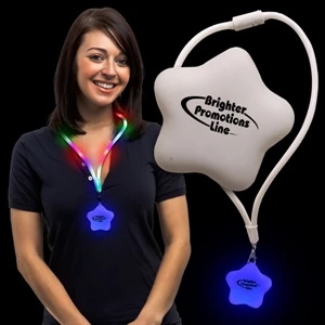 Star Light Up Led Glow Lanyard Necklaces, 29" Lanyard & 2 1/2" Light Up Star Jewelry