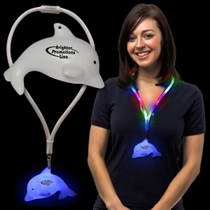 Dolphin Light Up Lanyard Necklace Comes With 29" Lanyard And A 4" Light Up Dolphin
