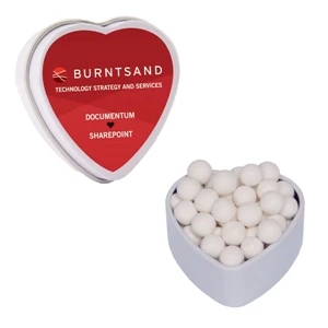 Mint Tin Maniacs - White Heart Tin With Signature Peppermints. Breath Mints For Valentine's Day In Tin