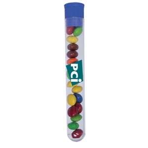 Mint Tin Maniacs - Test Tube With Chocolate Littles With Blue Cap. Chocolate Little Candy In Mint Tube