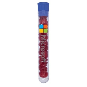 Mint Tin Maniacs - Test Tube With Cinnamon Red Hots With Blue Cap. Cinnamon Red Hot Candy In Tin