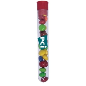 Mint Tin Maniacs - Test Tube With Chocolate Littles With Red Cap. Chocolate Little Candy In Mint Tube