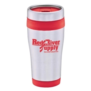Malibu - Red - 16 Oz. Stainless With Color Accents. Press Fit, Thumb Slide Lid