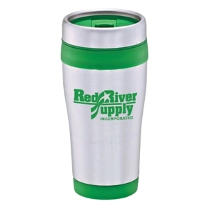 Malibu - Green - 16 Oz. Stainless With Color Accents. Press Fit, Thumb Slide Lid