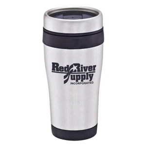 Malibu - Black - 16 Oz. Stainless With Color Accents. Press Fit, Thumb Slide Lid