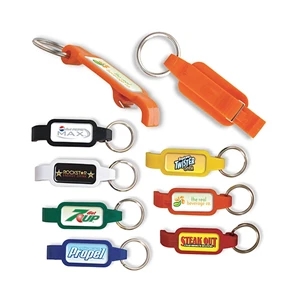 Key Chain Bottle Cap Opener With Multi-color Print And Protective Acrylic Dome