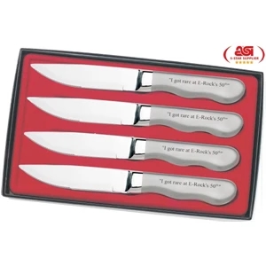 Set Of 4 Jumbo Stainless Steak Knives, Packed In An Attractive Gift Box