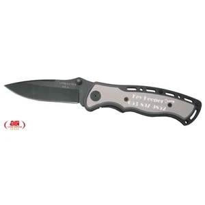Stainless Steel Black Anodized Frame And Blade Knife. Aluminum Side Plates
