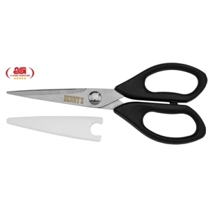 8" Kitchen Shears With Stainless Steel Blades And Black Rubberized Handle