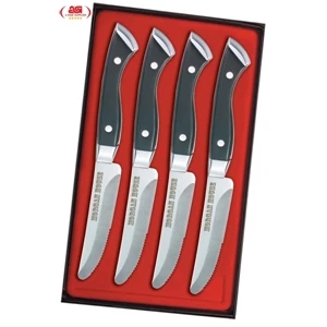 Boston Chop (tm) - Set Of 4 Knives With Jumbo Black Bakelite Handles, Packed In An Attractive Gift Box