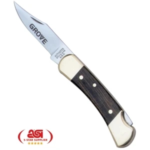 Sportsmen - 3" Wood Handle Lockback Knife With Brass Bolsters And 2" Stainless Steel Blade