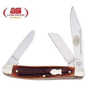 Serpentine Catskill - 3 1/4" Knife With Brown Jigged Bone Handle. Made In The Usa, Union Made
