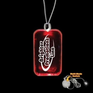 High Quality, Dog Tag Shape Red Light-up Acrylic Pendant On A 24" Necklace