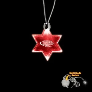 High Quality, Star Of David Red Light-up Acrylic Pendant On A 24" Necklace