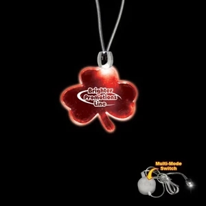 High Quality, Shamrock Shape Red Light-up Acrylic Pendant On A 24" Necklace