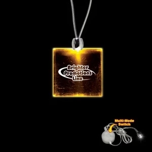 High Quality, Square Amber Light-up Led Acrylic Pendant On A 24" Necklace