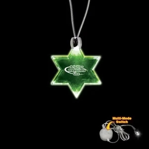 High Quality, Star Of David Green Light-up Acrylic Pendant On A 24" Necklace