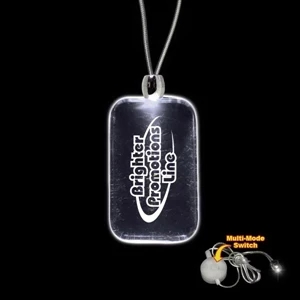 High Quality, Dog Tag Shape White Light-up Acrylic Pendant On A 24" Necklace