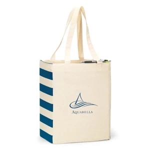 Origins - Natural-navy - Cotton Market Tote Bag With Sturdy 24" Shoulder Straps