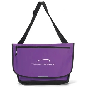 Blaze - Purple - Computer Messenger Bag With Front Zippered Pocket Sized To Fit A Tablet