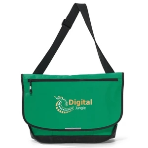 Blaze - Kelly Green - Computer Messenger Bag With Front Zippered Pocket Sized To Fit A Tablet
