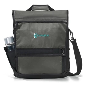 Onyx - Dark Gray - Convertible Computer Messenger Bag With Expandable Side Water Bottle Pocket