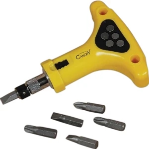 Ratchet Screwdriver Set With 5 Interchangeable Bits, 2 Flat And 3 Phillips