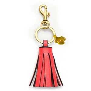 Stylish Tassel Keychain With Metal Gold Tone Color Hardware And Custom Shaped Charm