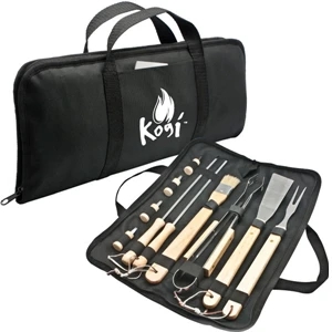 11-piece Bbq Tool Set In Zippered Case Is Perfect For Barbecues, Picnics And Camping