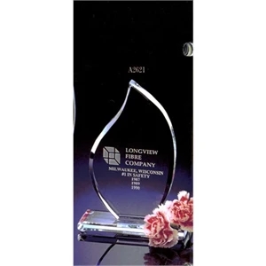 Crystal Flame Cut From 1/2" Starphire Crystal, 6".- Closeout/clearance