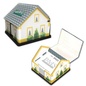 House Shaped Acrylic Note Holder With Lid, 1/2" Flags, And 200 Loose Sheets