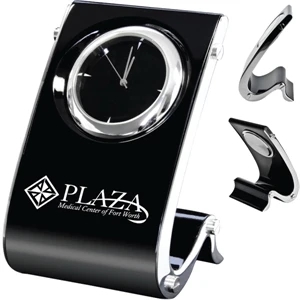 Wave - Black Wave Clock With Chrome Accents And A Stylish Black Dial With Chrome Bezel