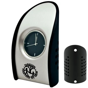 Heavy Metal Desk Clock With Black Designer Case And A Black Dial. Battery Included