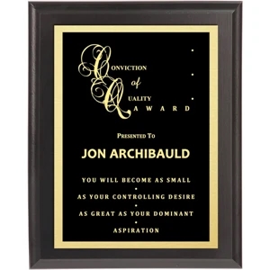 Digital Lasered Solid Black Award Plaque